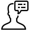 Person outline with speech bubble